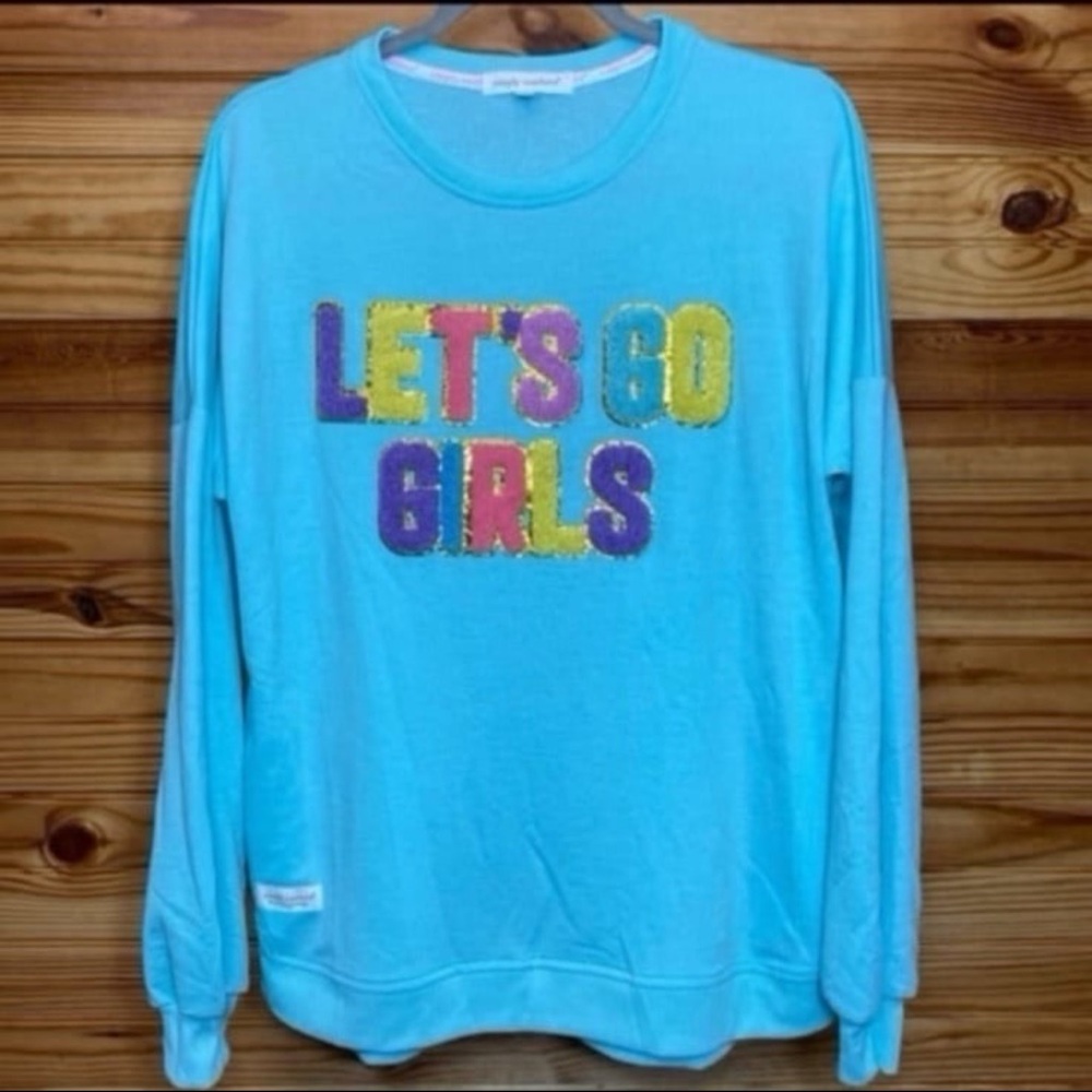Simply southern let’s go girls Terry cloth sweatshirt medium